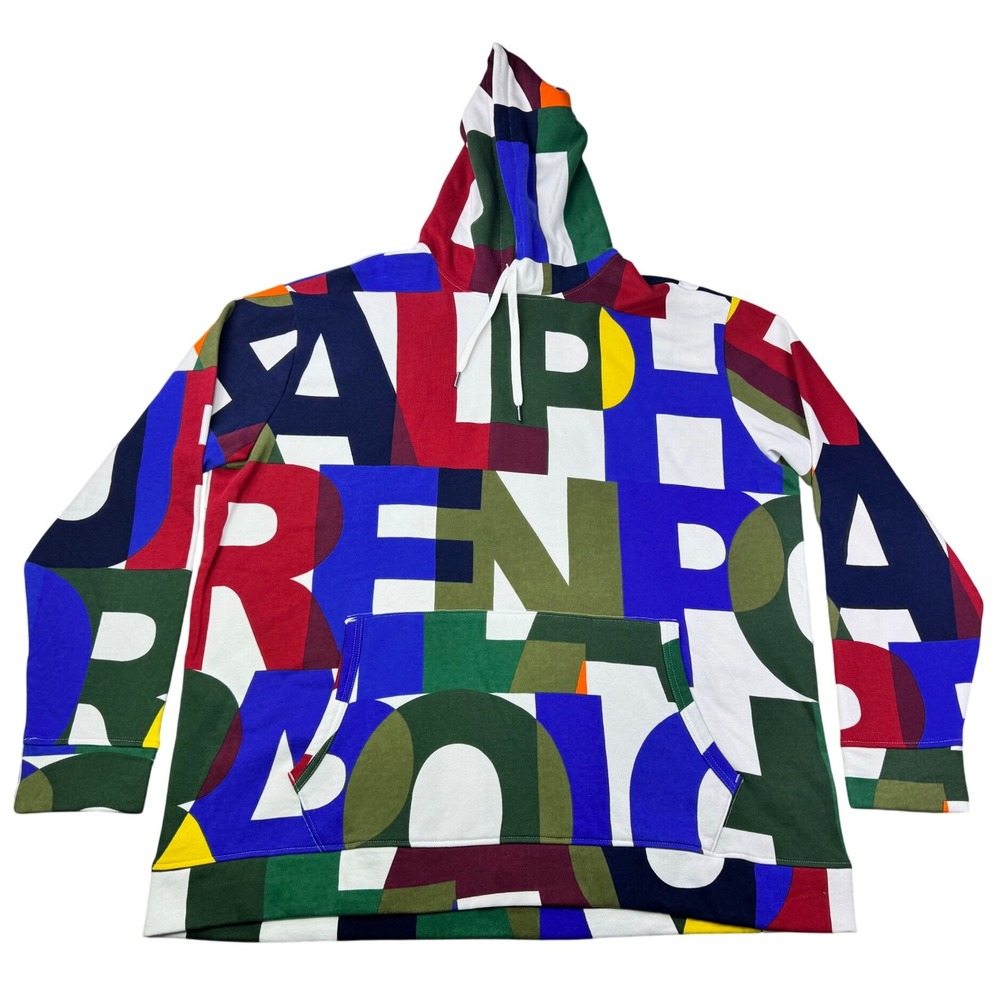 Polo Ralph Lauren Logo Monogram Fleece Hoodie Sweatshirt Mens Big and Tall 2XLT - Picture 4 of 12